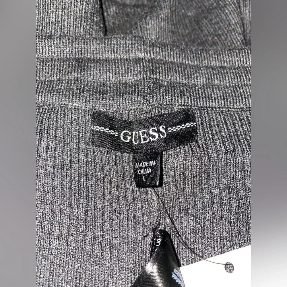 Guess Knit Drawstring Women L Gray Sweatshort   Casual Pull-On Stretchy NEW